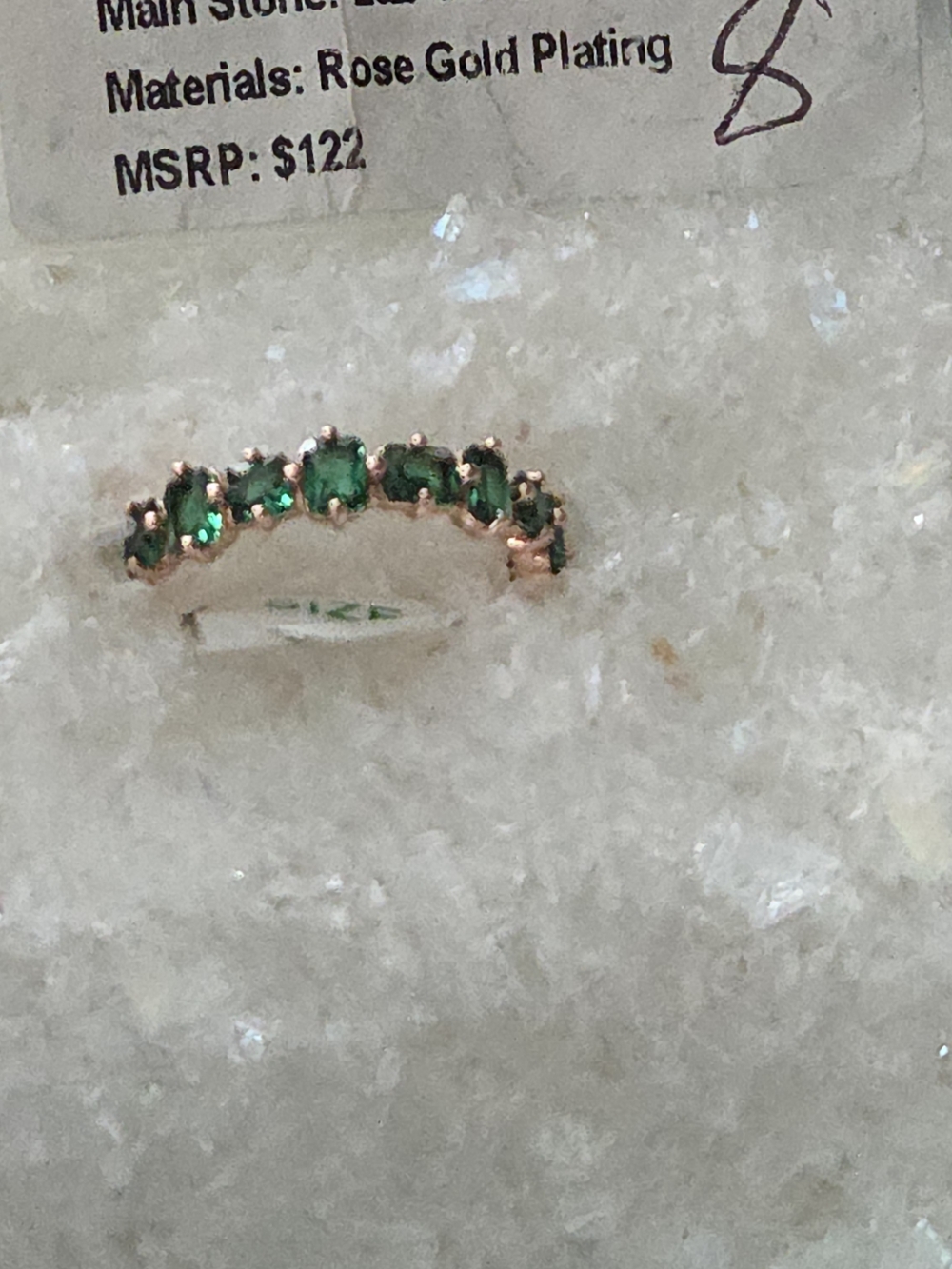 Rose Gold Green Crystal Curved Band - Women Jewelry